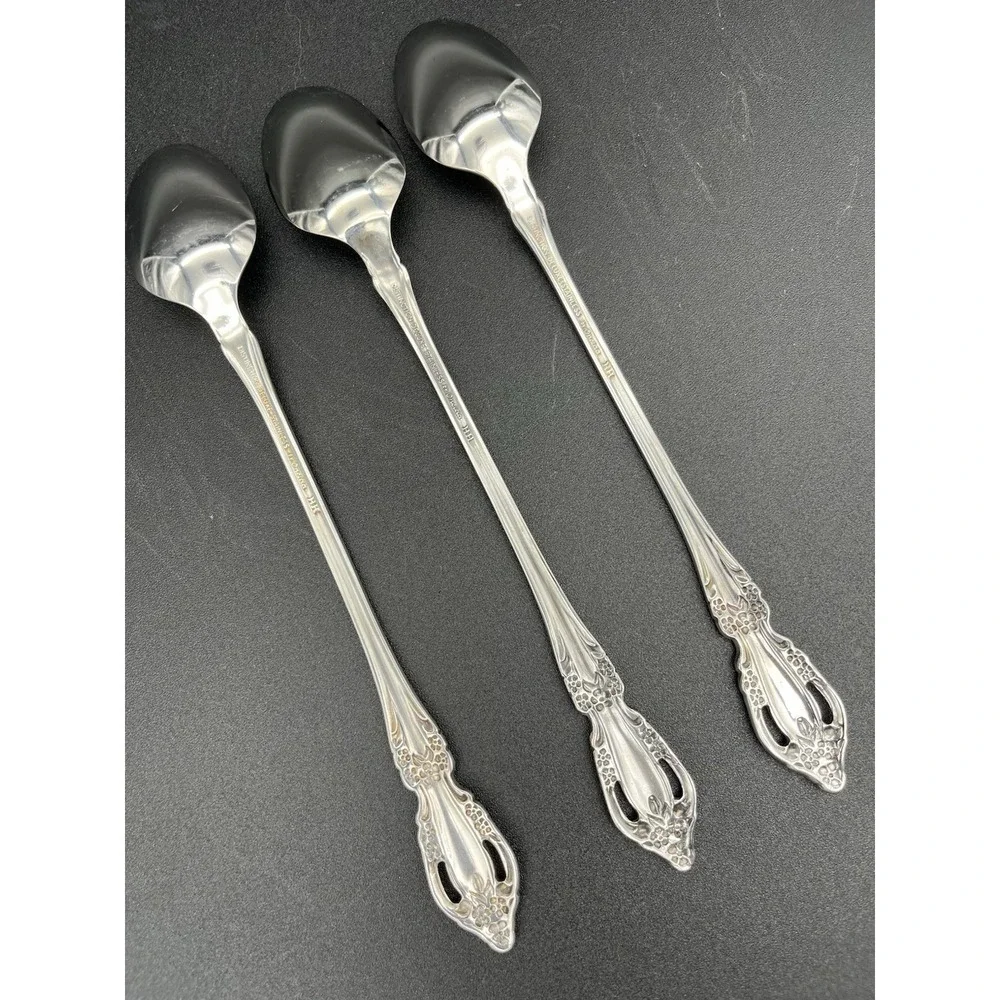 Brahms Stainless Iced Tea Spoons 3 Piece Set Oneida Silver Distinction Plus